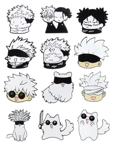 12-Piece Set Cartoon Anime Jujutsu Kaisen Brooch Enamel Pins Anime Comics Cartoon Character Gojo Satoru Itadori Yuji Metal Brooches for Backpack Clothes Lapel Badge  Fashion Jewelry Gift for Fans Friends Durable Metal Pins
