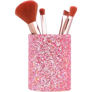 Bling Sequins Makeup Brush Holder, Cute Glitter Vanity Decor Organizer, Cosmetic Brushes Comb Pen Storage Holders Cup (Pink)