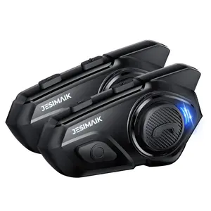Motorcycle Helmet Bluetooth Headset, 10 Way 2KM Helmet Communication System, Multitasking Audio Motorcycle Intercom, 2 Mics&40mm Speaker (2 Pack)