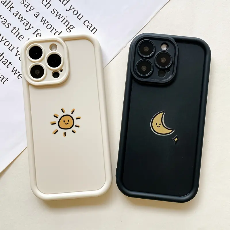 Customized Sun Moon Couple Silicone Smartphone Case - Protective, Shockproof, Rugged, Durable Accessory for iPhone 16,15,14 Pro Max,13,12,11,E,XS,Mini,Plus with Enhanced Device Protection