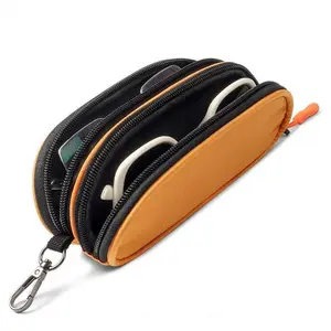 Portable double glasses storage case, soft sunglasses bag, equipped with zipper and keychain clip, suitable for travel glasses storage, unisex