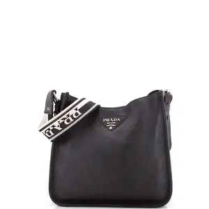 Pre-owned PRADA Leather Shoulder Bags Logo Strap Hobo Medium by Rebag