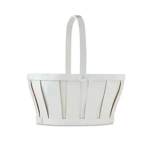 Easter White Oval Woodchip Basket, 12 in x 9.5 in x 13 in, by Way To Celebrate