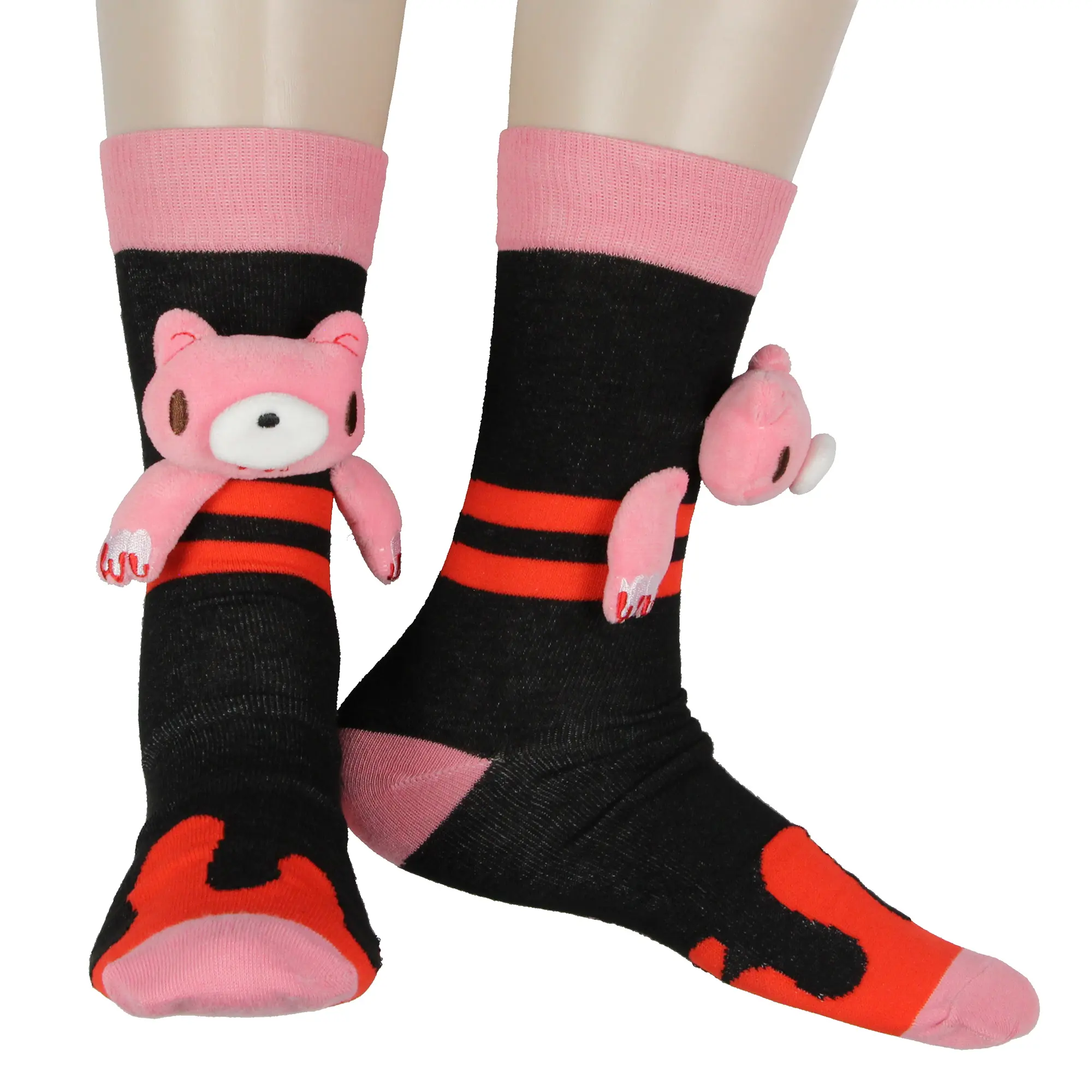 Gloomy The Naughty Grizzly Bear 3D Puffy Plushie Character Soft And Fluffy Men's Crew Socks