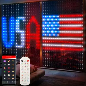 Giaki Smart US Flag Curtain Lights, 400 LED 6.6x6.6ft RGBIC App Control DIY Pattern Window Lights - Patriotic 4th of July & Memorial Day Backdrop Decor Independence Day Versatile Net Design graduation decorations 2026