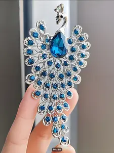 New Full Diamond Fringe Peacock Brooch, Elegant Party Accessory, Luxurious Evening Gown Pin, Sparkling Event Decoration, Lapel Brooch, Alloy Brooch Pin