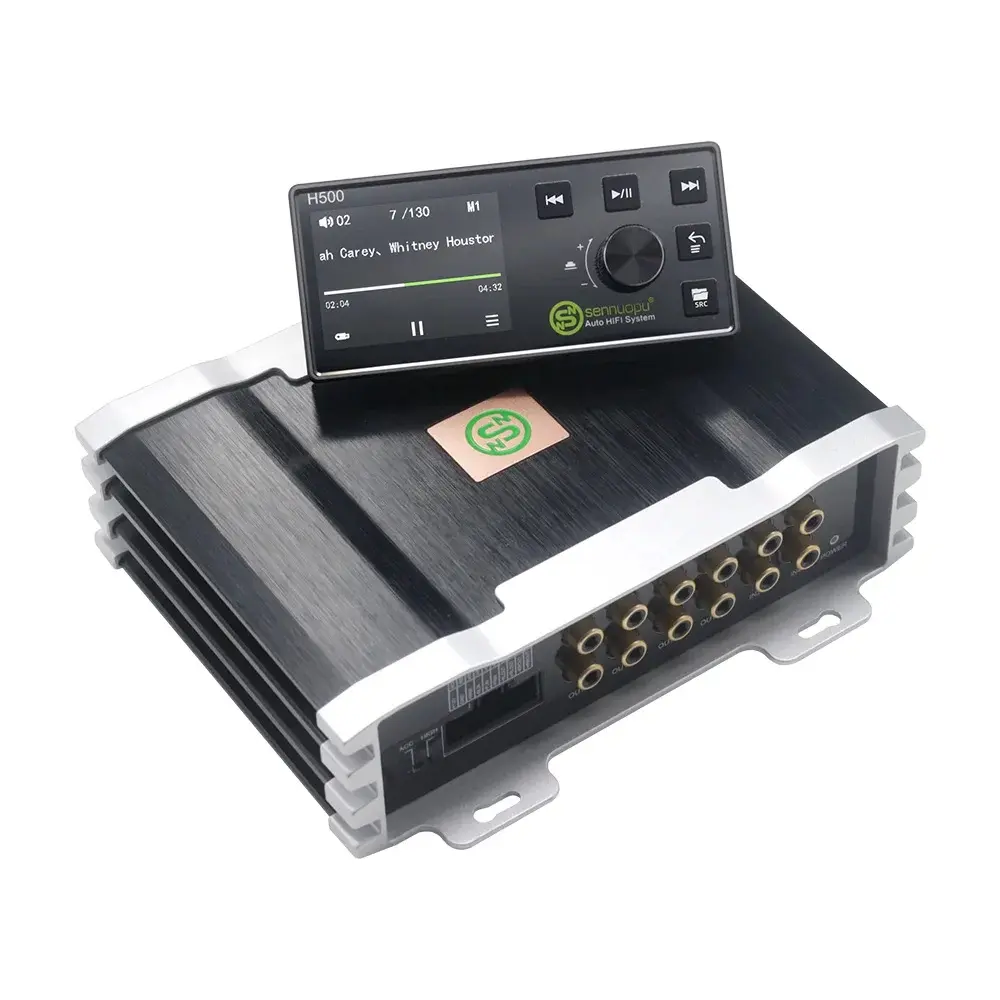 Car Audio, Sennuopu X10B PLUS, 4-Channel Power Amplifier, 8-Channel DSP Processor, Bluetooth Speaker Amplifier, Equalizer, Ideal for Automotive Applications, Sound Amplifier with Remote Control