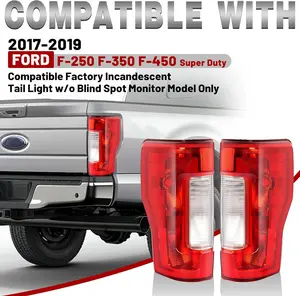 HECASA Pair Tail Light Compatible with 2017-2019 Ford F250 F350 F450 Super Duty Pickup Truck Taillights Rear Lights Brake Lamps (w/o Blind Spot) Replacement for FO2800256 FO2801256 LH&RHs