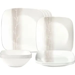 Corelle® Square Wandering Grove 12-piece Dinnerware Set, Service for 4