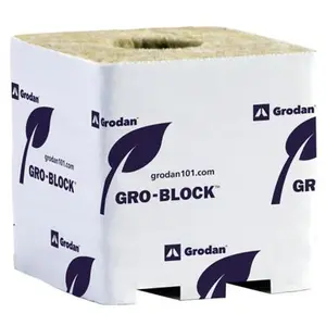 Grodan Gro-Block Improved 3" x 3" x 2.5" – 16-Pack (4 Pieces × 4) Rockwool Growing Blocks for Transplants & Hydroponics