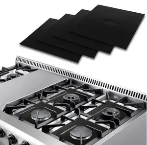 Gas Range Stove Top Burner Protector Set - 4-Piece Reusable Non-Stick Liner Cover