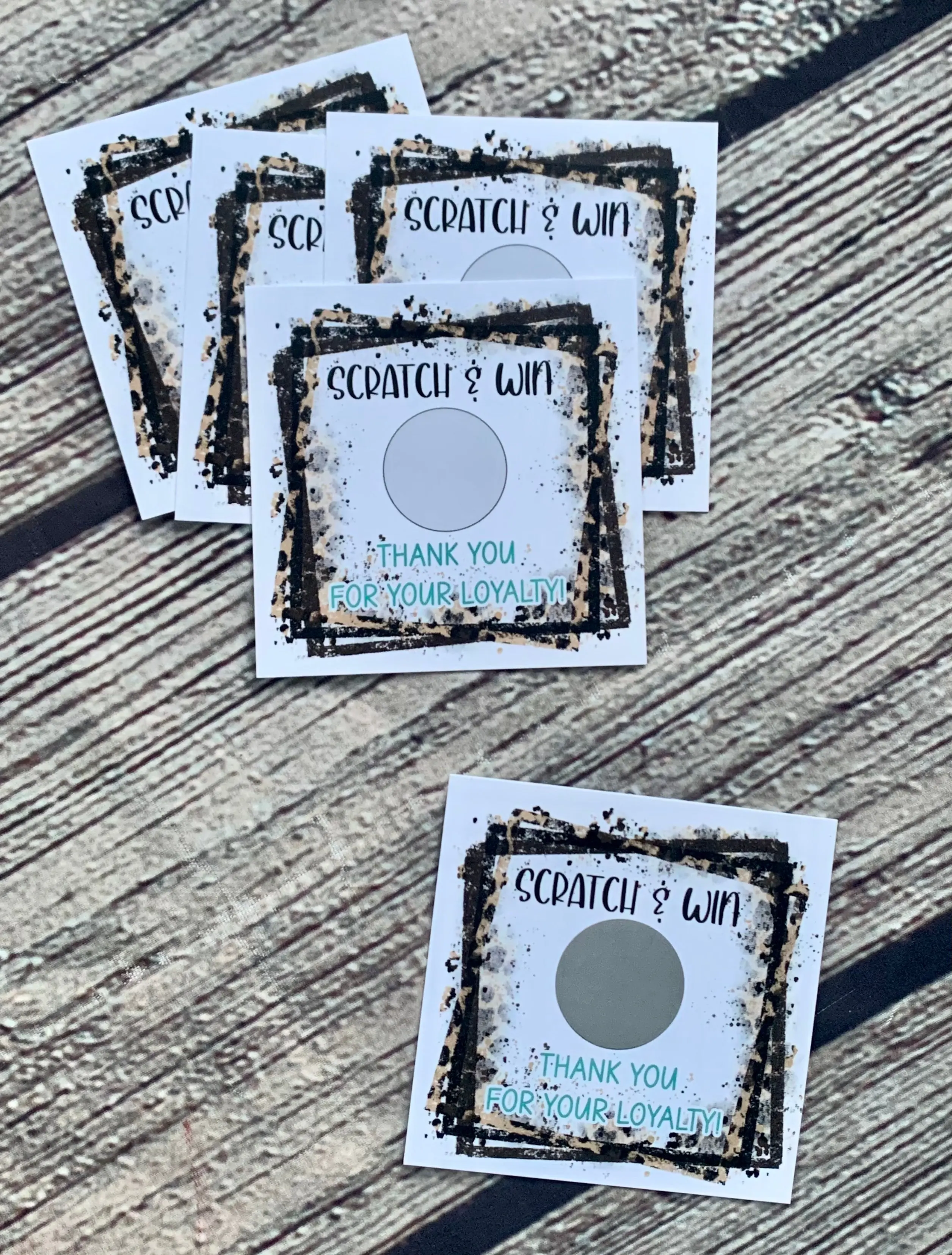 Leopard frame 3x3 scratch cards - set of 20