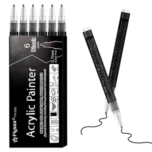 6pcs/set 0.7mm White Hard Point Acrylic Marker Pen, Liquid Acrylic Markers, Water Based Markers, Waterproof Quick Drying Marker Pen, Suitable for Art Supplies for Glass Ceramic Rock Painting Canvas Wood, Valentine's Day Gift