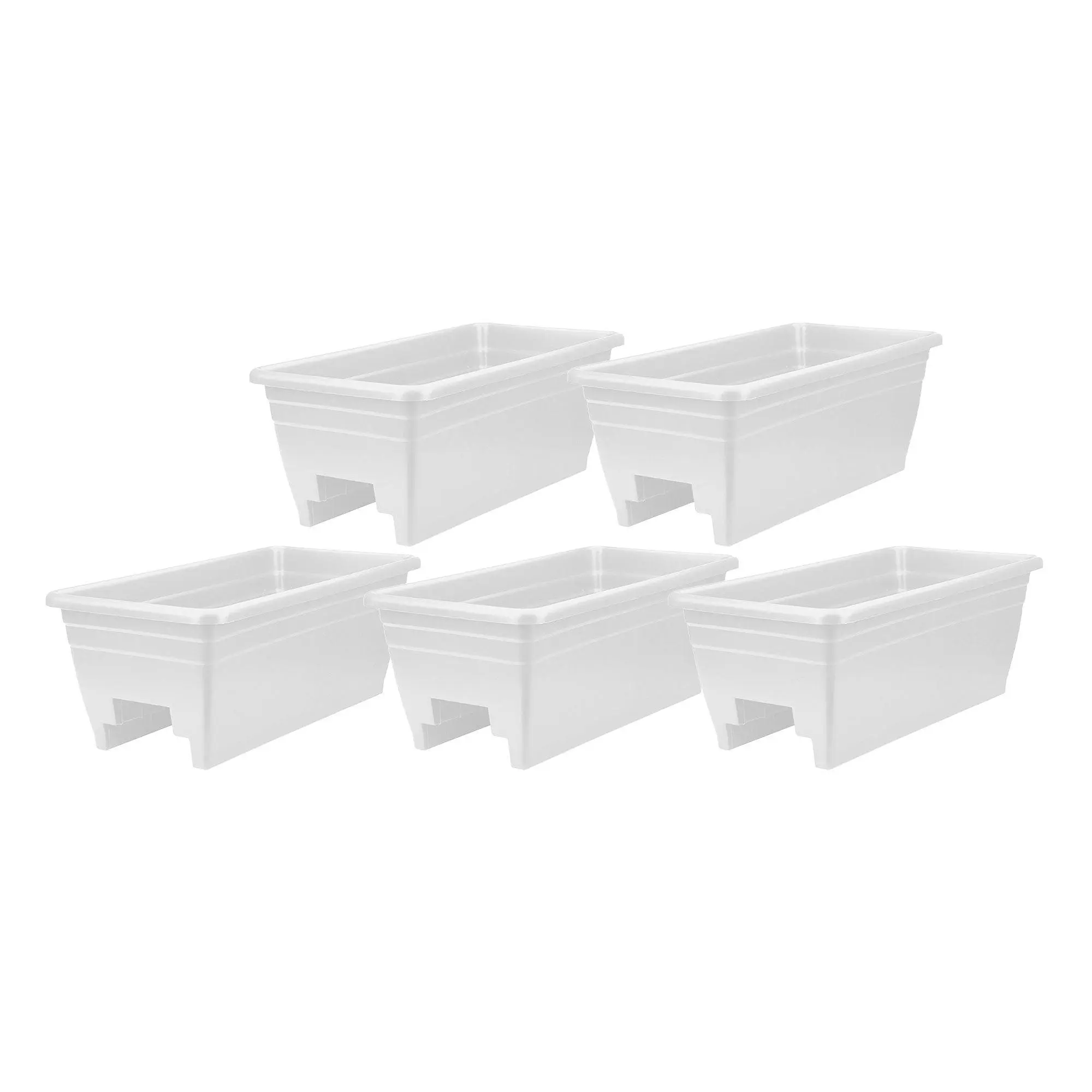 HC Companies 24 Inch Deck Rail Box Planter with Drainage Holes, White (5 Pack) HC Companies 24 Inch Deck Rail Box Planter with Drainage Holes, White (5 Pack)