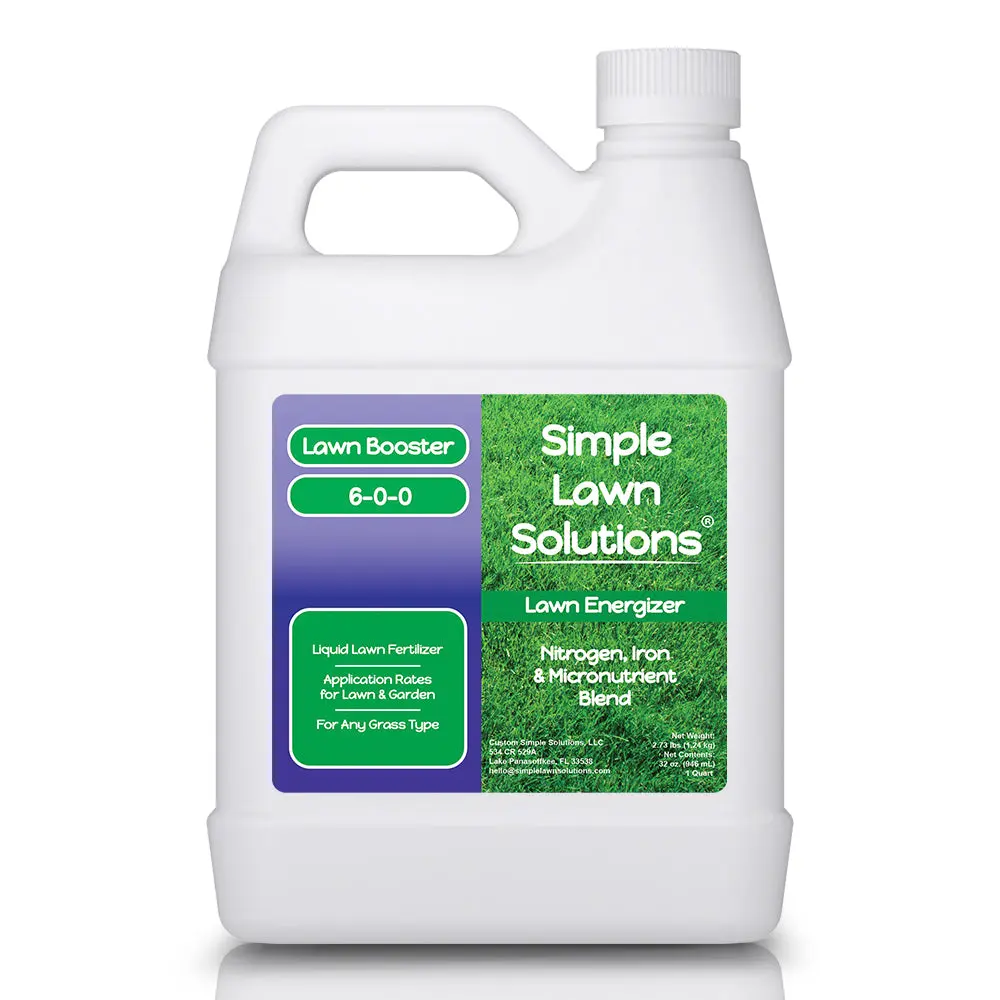 Lawn Booster - Liquid Iron & Nitrogen Lawn Fertilizer - Fast Green Grass Energizer - Lawn & Turf Care - 1 Quart