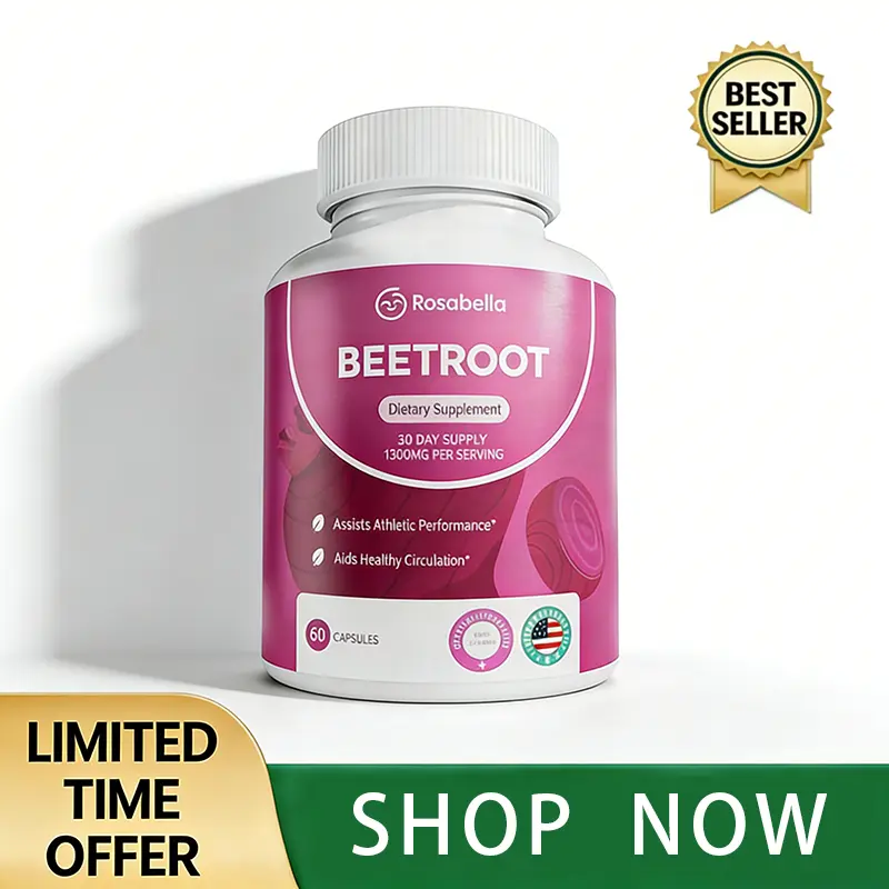Rosabella Organic Beetroot Capsules (1300mg) for Blood Flow & Heart Health