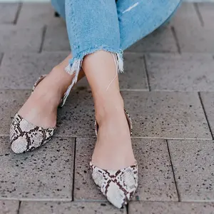 Faux snake print pointed flats