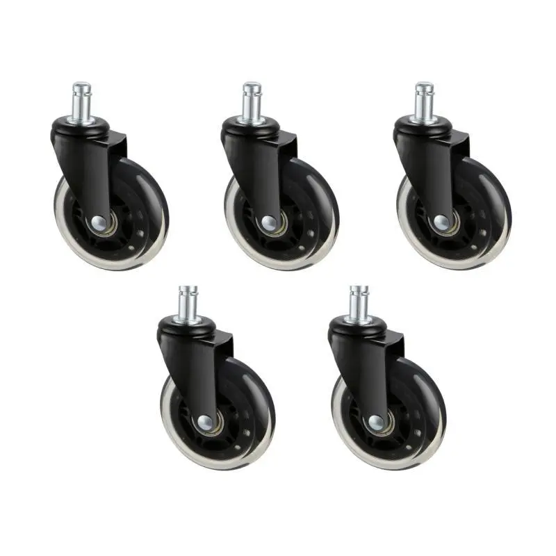 【SummerFinds】VEVOR Heavy Duty Polyurethane Office Chair Wheels Replacement Set of 5, 3-Inch Furniture Casters with 360° Rotation, Dual Ball Bearings, 130 lbs Load Capacity, Easy Installation, Universal for Hardwood Floors & Carpet