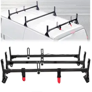 Van Ladder Racks 3 Bar Roof Racks 59 Inches Compatible with 1996-Up Chevy Express Fullsize 800 LBS Capacity Steel Black