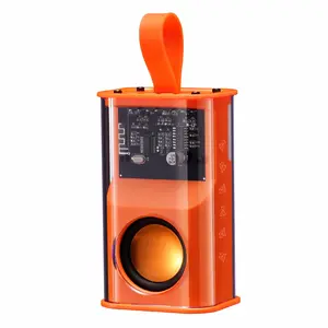 JAMELO Mini Transparent Music Wireless Speaker, Instruments Portable Bluetooth Speaker with RGB Light, HD Sound Deep Bass, Supports TWS Pairing, TF Card, Waterproof Speaker for Home, Travel, Outdoor, for Music Lovers Girls Boys Friends Gift