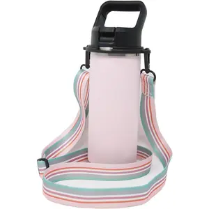 Bottle Sling for YETI Rambler,  Strap Carrier for 64oz 46oz 36oz 26oz 18/12oz Water Bottles, Durable Accessories for Walking & Hiking (Stripes, Rambler 12 18 26 36 46 64 oz)