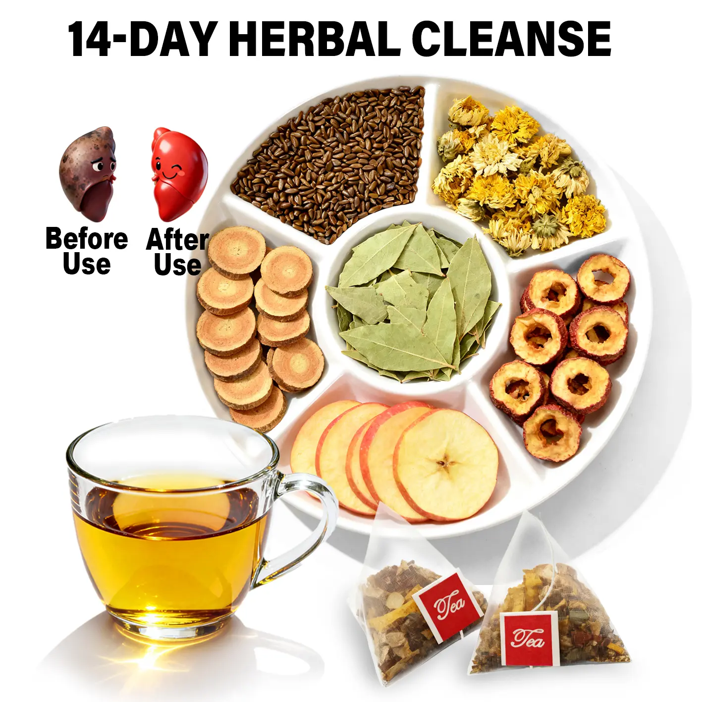 Organic Senna Leaf Herbal Blend Tea - Relieves bloating and promotes gut health - 14-day herbal formula - 14 tea bags - Caffeine-free - Natural digestive support