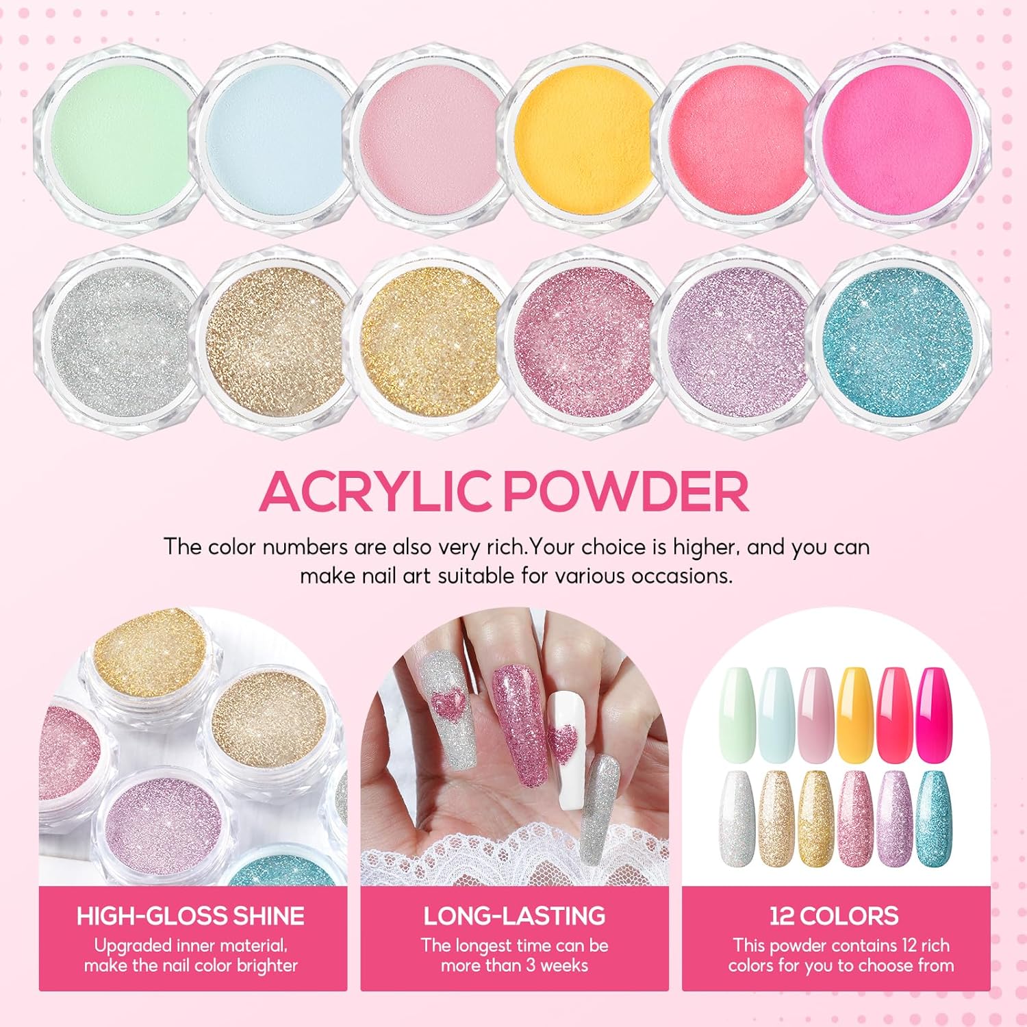 Acrylic Nail Kit for Beginners Professional Nails Kit with Drill and U V Light Glitter Powder Decorations Rhinstones DIY Gifts