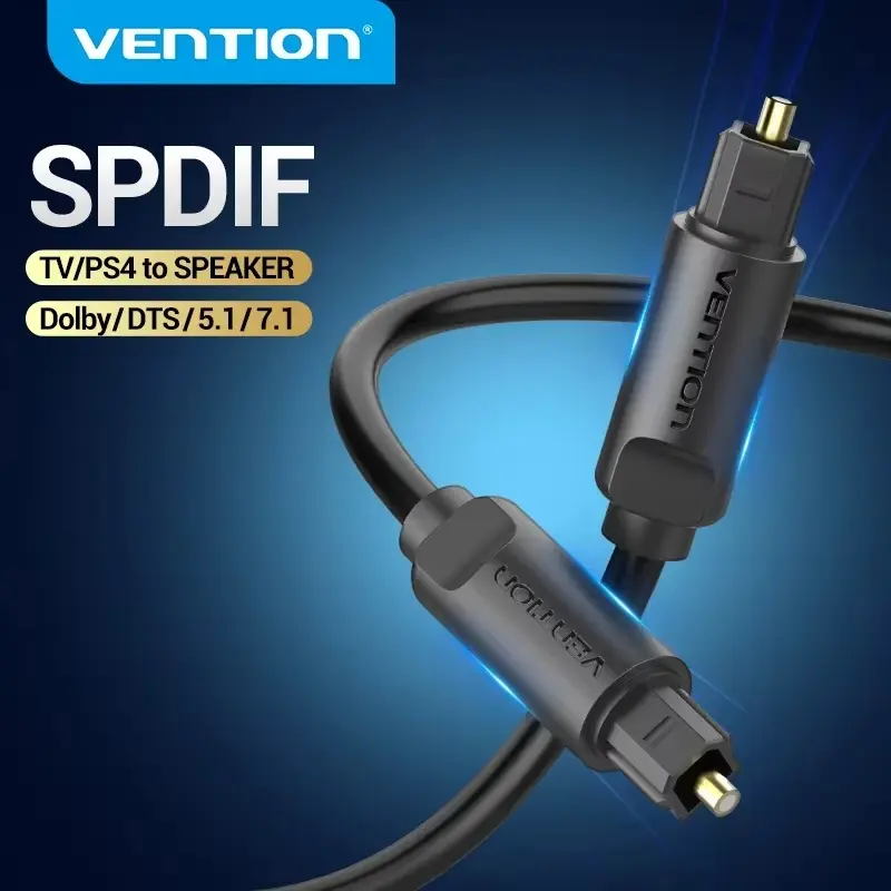 Vention Digital Optical Audio Cable Toslink SPDIF Coaxial Cable 1m 2m 3m 5m for Amplifiers Blu-ray Xbox 360 PS4 Soundbar Audio Cable For Tv Audio Cable For Speaker Fiber Cable Optic Connector Audio Accessory
