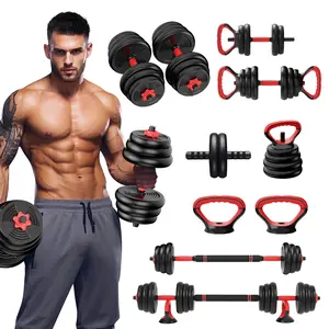 RELIFESPORTS 6-in-1 Adjustable Dumbbell Set | Squat Bar & Tire Flipper Included | Free Weights for Men & Women | Space-Saving Multifunctional Home Gym Equipment