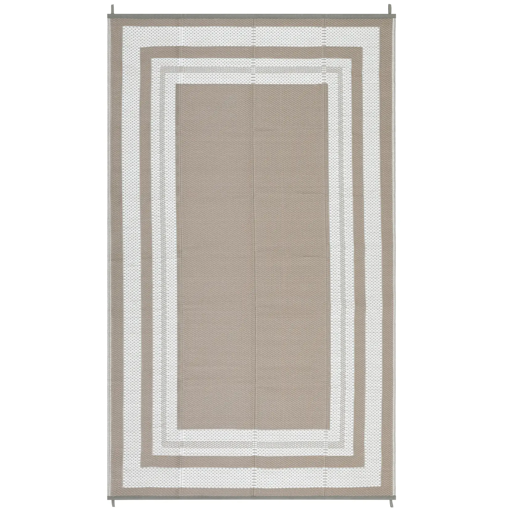 9 x 18 ft (Actual Size) Reversible Gray and Dark Brown Plastic Rectangular Outdoor Rug, Modern Geometric Area Rug for Beach, Patio, Reversible Rug