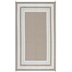 8x10 ft Plastic Material Rectangular Shape Modern Area Rug, Gray and Dark Brown Geometric Design, for Beach Front Porches & Patio Use, Easy Cleaning Outdoor Rug for RV Camping