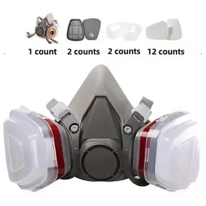 Half-Face Respirator Mask with Filter Box, Reusable Dustproof Safety Mask for Paint, Woodworking, Construction, Polishing, Chemicals and DIY