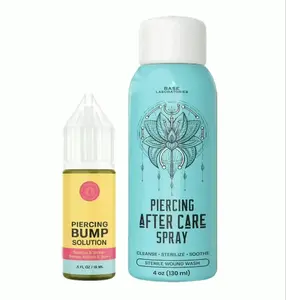 Base Laboratories Piercing Aftercare Kit - 4oz Sea Salt Spray & 0.5oz Bump Oil - Soothing & Shrink Keloids - All-Natural Piercing Care Solution
