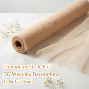 Elegant Champagne Color Wedding Sheer Fabric Roll, Romantic Hotel Aisle and Ceiling Decoration, Perfect for Thanksgiving, Christmas, Bridal Shower