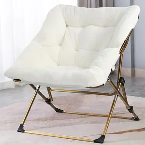 Comfy Saucer Chair, Folding Faux Fur Lounge Chair for Bedroom and Living Room, Flexible Seating for Kids Teens Adults, X-Large (Faux Fur-White)