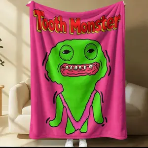 Teeth Monster Pattern Blanket, Lightweight And Warm Flannel Sofa Blanket, Soft Blanket For Bed, Camping And Office, Makes a Gift For Teens And Adults