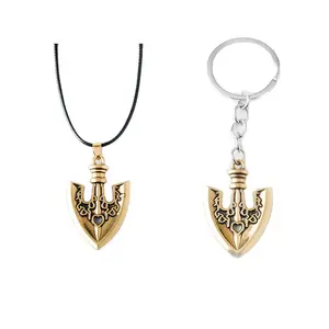 2pcs JJBA Merch Arrow Necklace Insect Arrow Keychain Cosplay Accessories