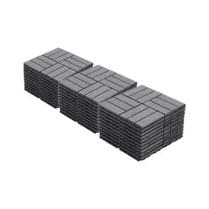 YYDS 30 PCS Interlocking Deck Tiles Checker Pattern, 12" x 12" Square Light Gray Acacia Hardwood Outdoor Flooring for Patio, Bancony, Pool Side,...