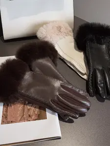 Women's Fall Winter Driving Gloves, Outdoor Cycling Touchscreen Fleece Lined Thick Warm Windproof Korean Fashion