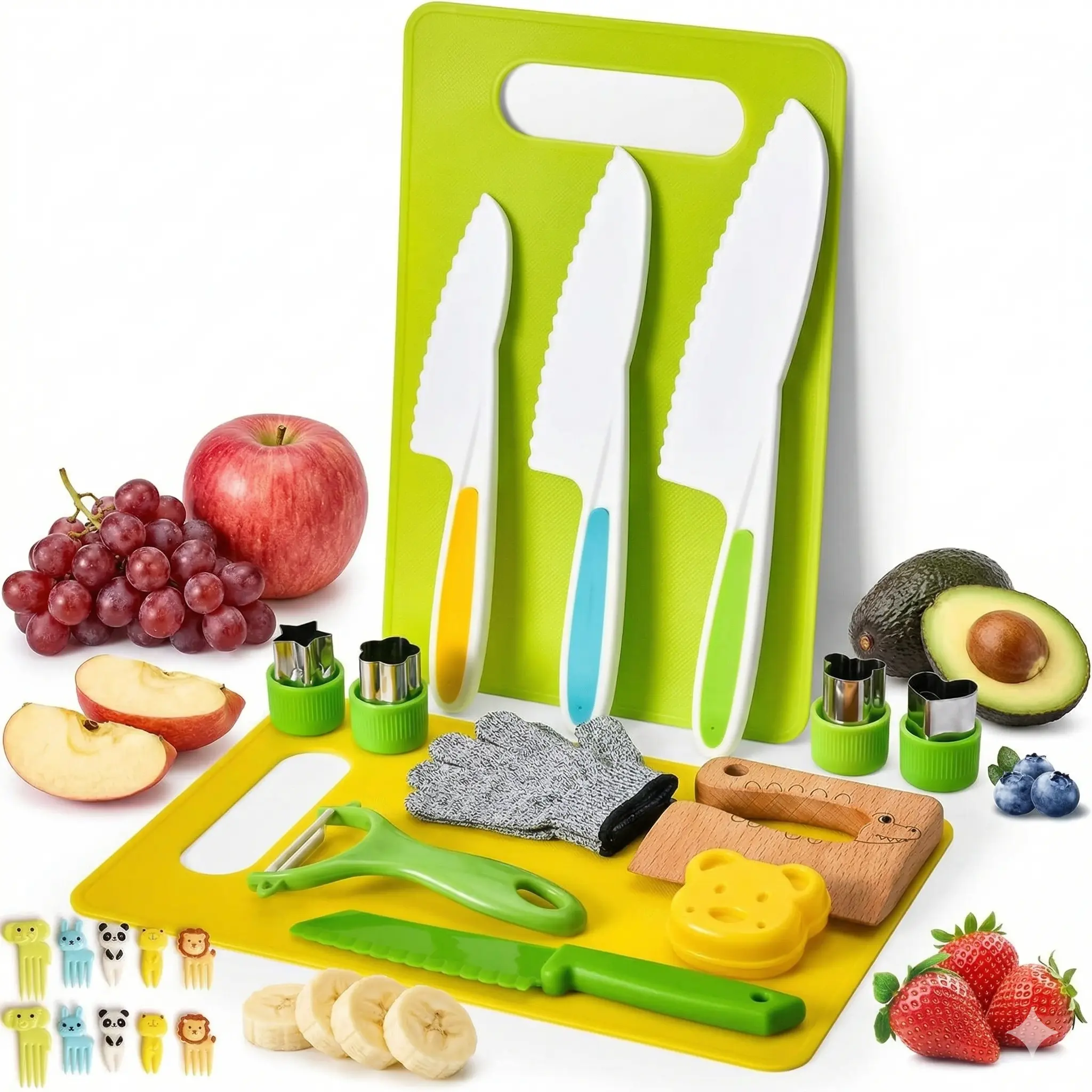 28PCS/13PCS Toddler Play Kitchen Toys for Kids -Safe Kids Kitchen Set for Real Cooking Cutting Board Crinkle Cutters Montessori Toddler Cooking Toy Set kids  house  toy toddler kid gift Kid-Friendly Wooden Kitchen Knife Set