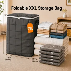 210L Extra Large Heavy Duty Moving Bags with Backpack Straps & Reinforced Handles, Dustproof Storage Bags for Clothes, Bedding & Travel, Zipper Closure Organizer for College Dorm, Closet and Home Organization