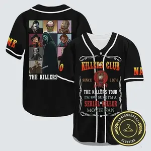 Horror Movie Baseball Jersey, The Killers Club Jersey, Scary Movie Baseball Jersey Men's