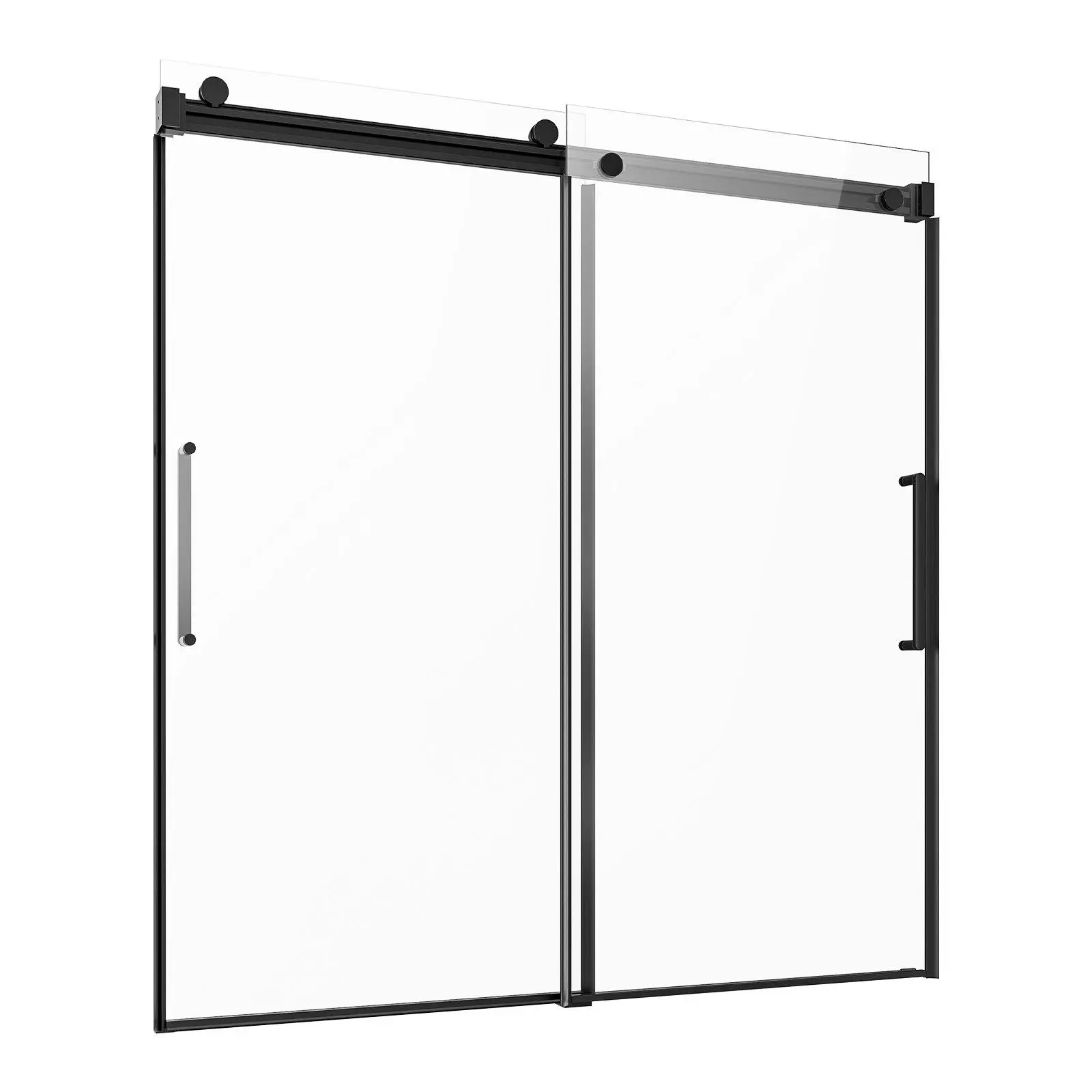 Frameless Sliding Tempered Glass Shower Door, 56-60 in.W x 60 in.H, Reversible Metal-Frame Component, Easy-Install Home Improvement Product, Father's Day Gift, Shower Doors, Leak Prevention
