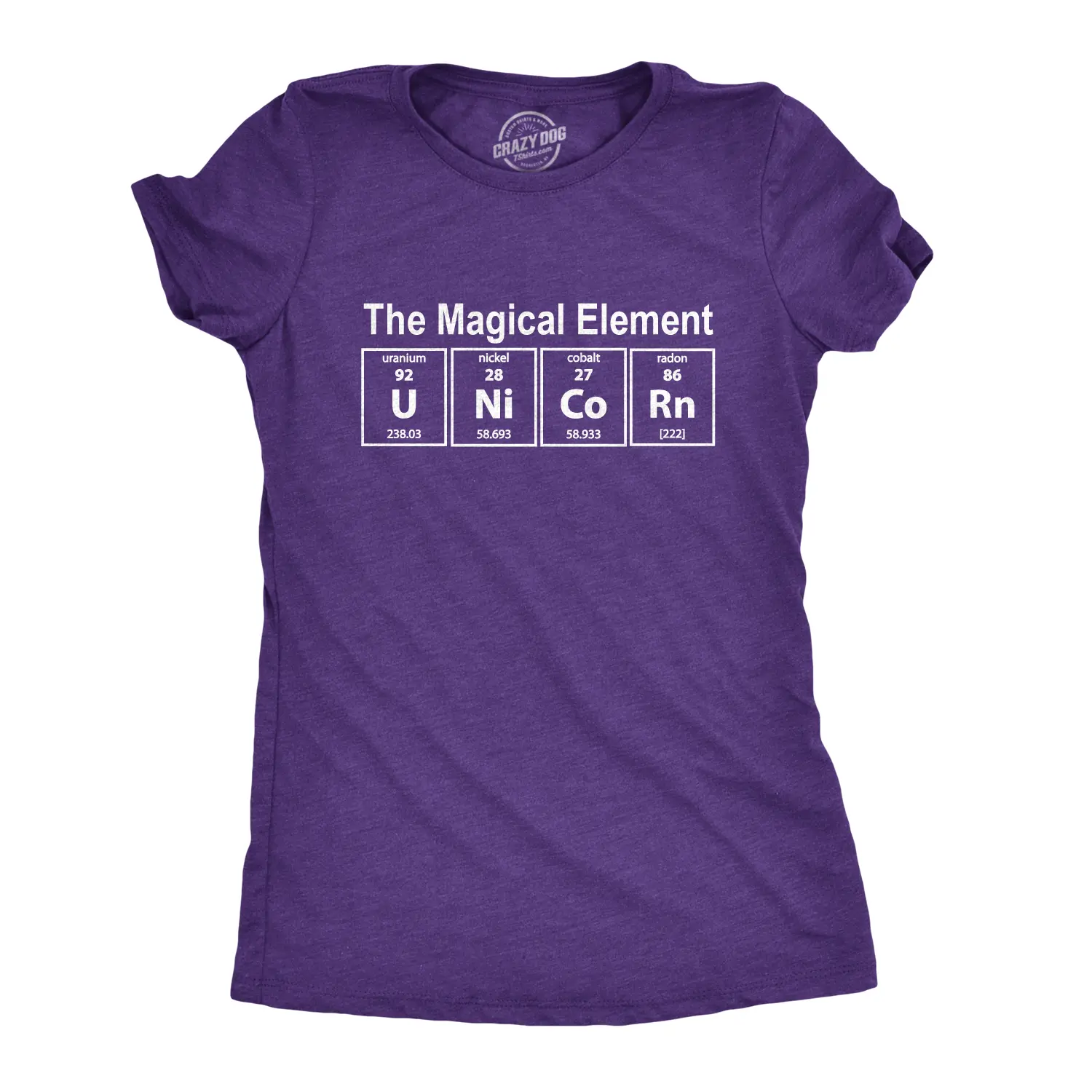 Womens Unicorn The Magical Element T Shirt Funny Science Tee Funny Womens T Shirts Cute Vintage Fashion Casual Ladies T-Shirt Gift Unicorn Tops for Women Funny Science Top Women's Novelty Tees Purple -