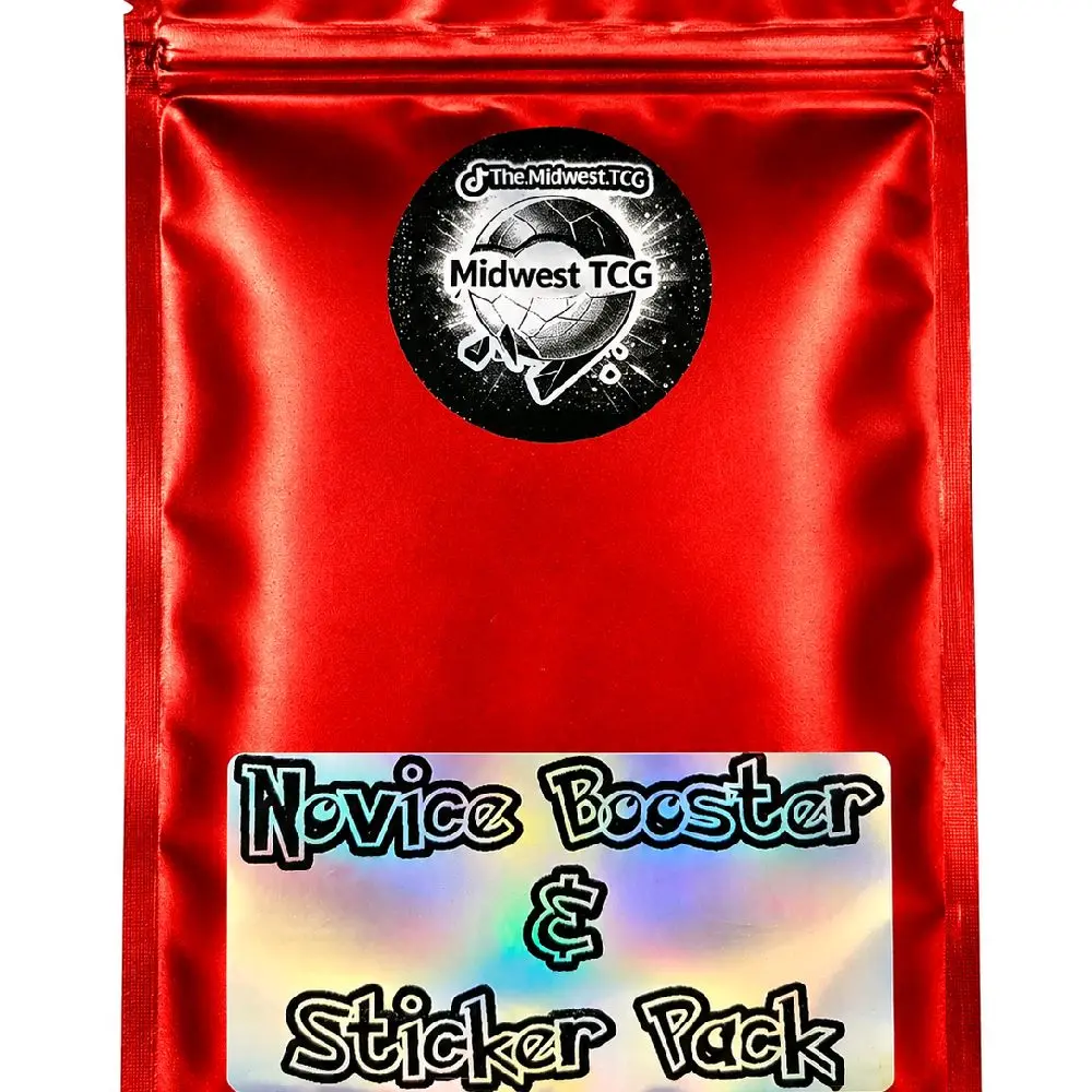 Midwest TCG Novice Booster and Sticker Pack-  10 Custom Holo Stickers- 3 Booster Packs - 3 Hits AR IR EX Vmax Vstar