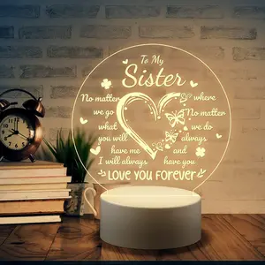 Heart Shape LED Candle Lamp, LED Lighted Night Light with Inspirational "Love You Forever" Quote, Sister Gift for Special Occasions, Indoor Room Decor,summervibes