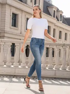 Women's short-sleeve top with a cute puff sleeve design