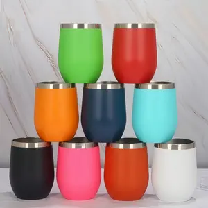 LMMAKE 6pcs 12Oz Portable Insulated Wine Tumblers with Lid, Straw & Double-Wall Vacuum Stainless Steel Flasks - Multi-Use Drinkware for Wine, Coffee