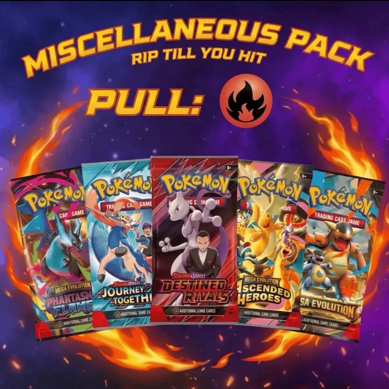 More-Busterbcards Pokemon Fire Energy - Miscellaneous Rip Till you Hit booster packs minimum included