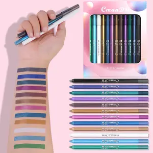 12-color eyeliner gel pencil set Waterproof and smudge-proof Matte and pearlescent multi-colors Smooth eyeshadow and eyeliner pencils Gift for friends Makeup